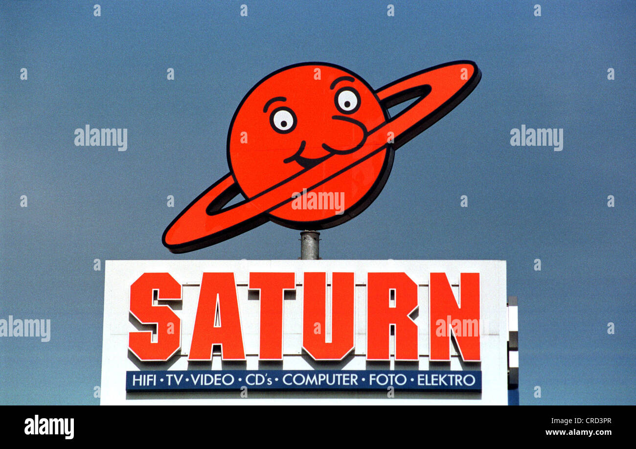 Saturne Logo electronics store Banque D'Images