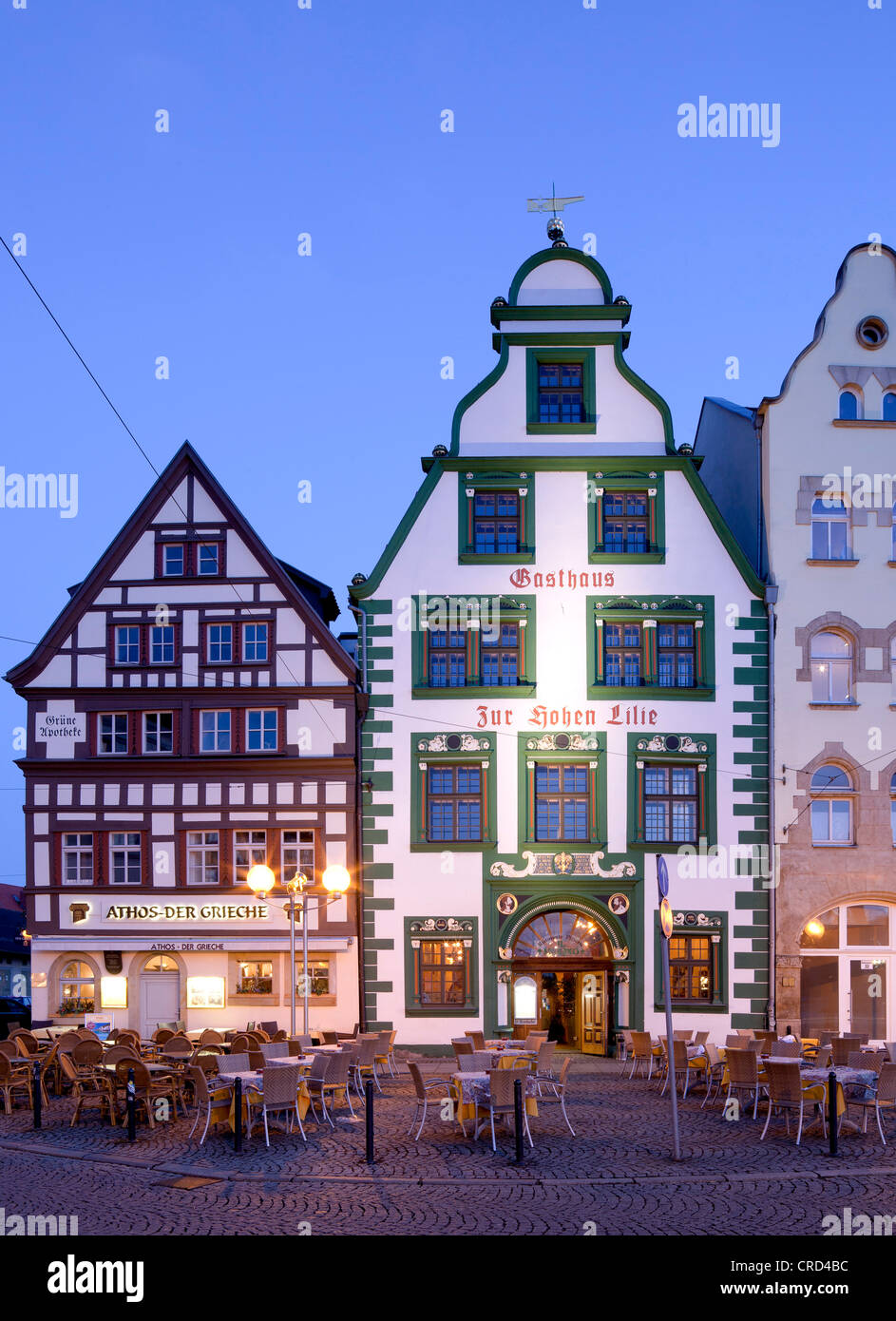 Zur Hohen Lilie, restaurant, place Domplatz, Erfurt, Thuringe, Allemagne, Europe, PublicGround Banque D'Images