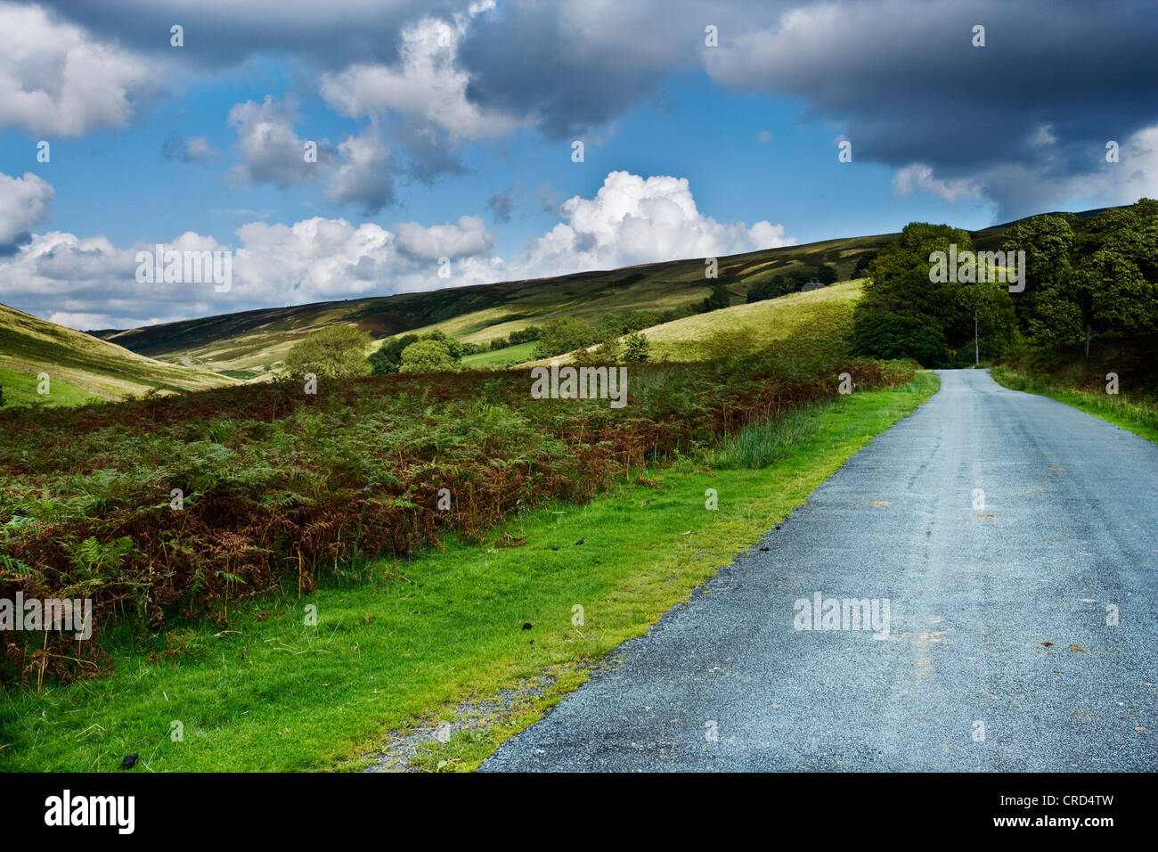 Les routes de campagne dans le Lake District uk voiture cgi d'origines fluffy clouds hills Banque D'Images