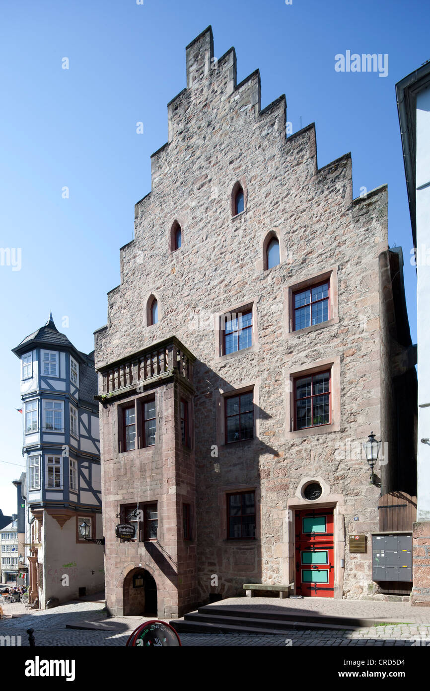 Maison en pierre, Ville Haute, Marburg, Hesse, Germany, Europe, PublicGround Banque D'Images