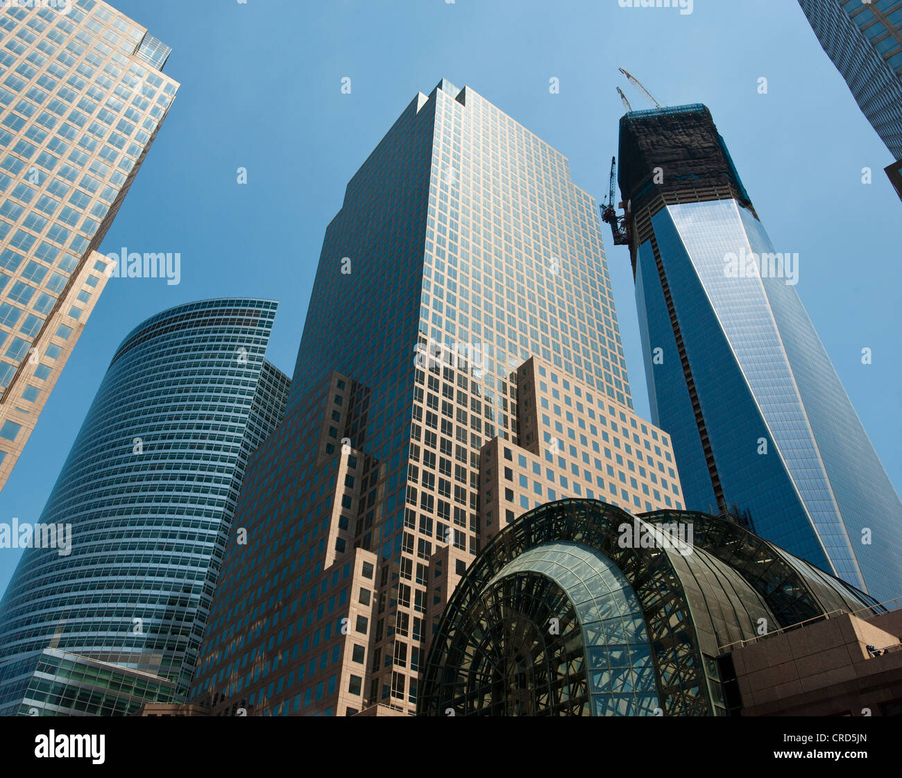 Le World Financial Center, centre, One World Trade Center, à droite, et la gauche, bâtiment de Goldman Sachs Banque D'Images