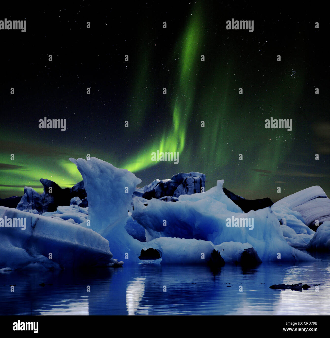 Le lac glaciaire Joekulsarlon et Vatnajoekull, Islande, Europe Banque D'Images