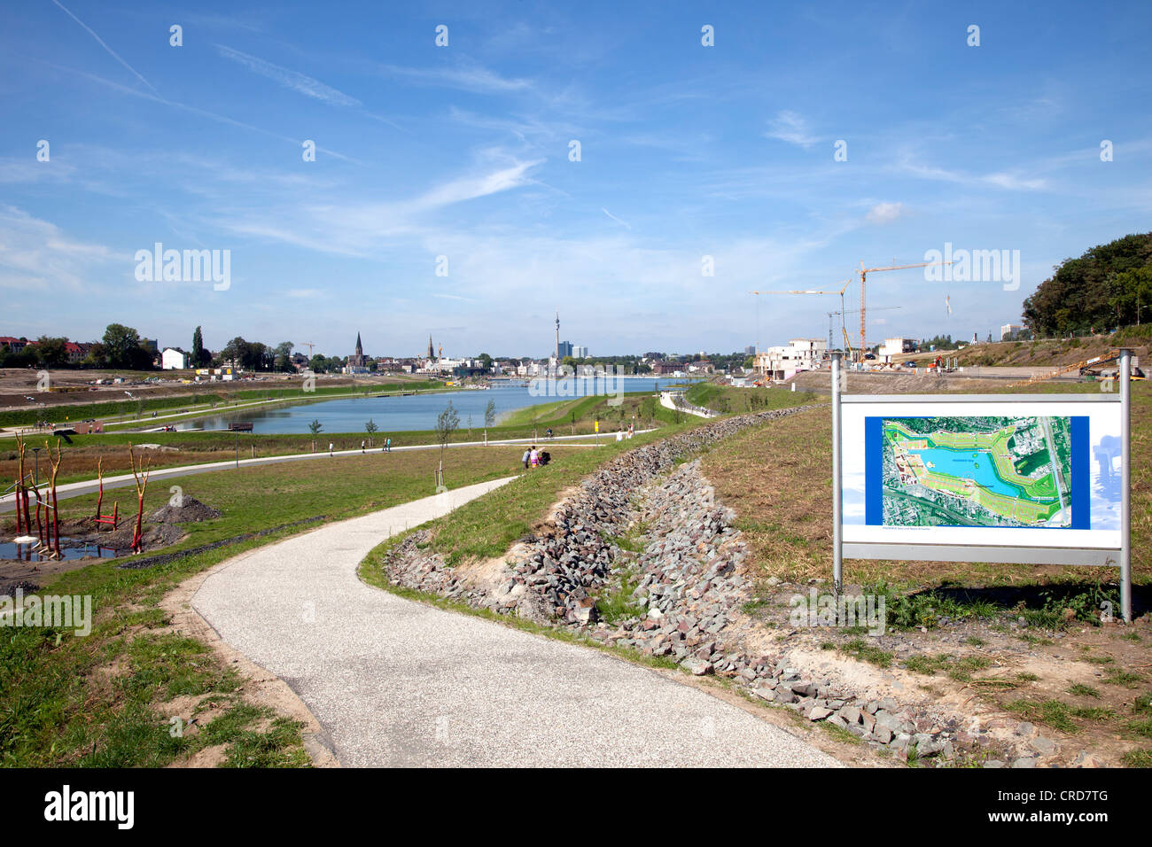 Phoenix Lake, ancienne Huettenwerk Phoenix-Ost steelworks, le réaménagement urbain, Zukunftsstandort site Phoenix, Dortmund, Hoerde Banque D'Images