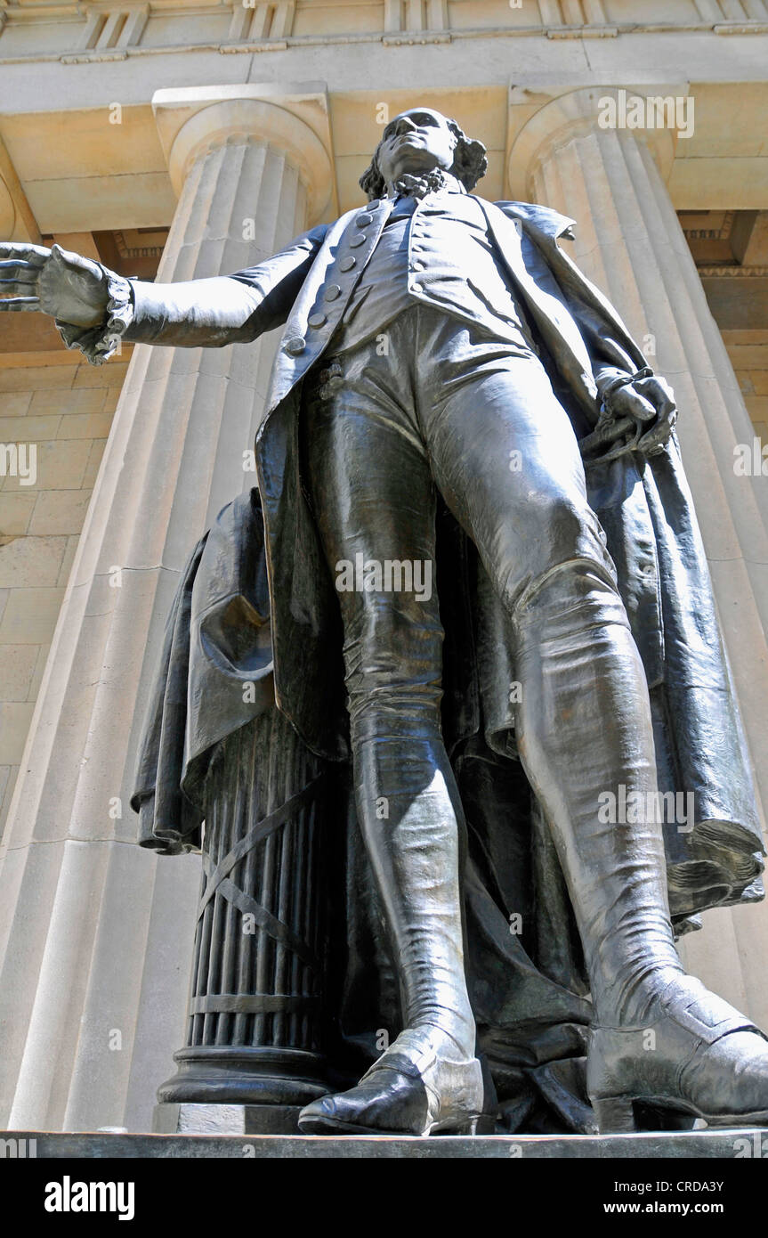 Georg Washington memorial au Federal Hall, Wall Street, USA, New York, Manhattan Banque D'Images