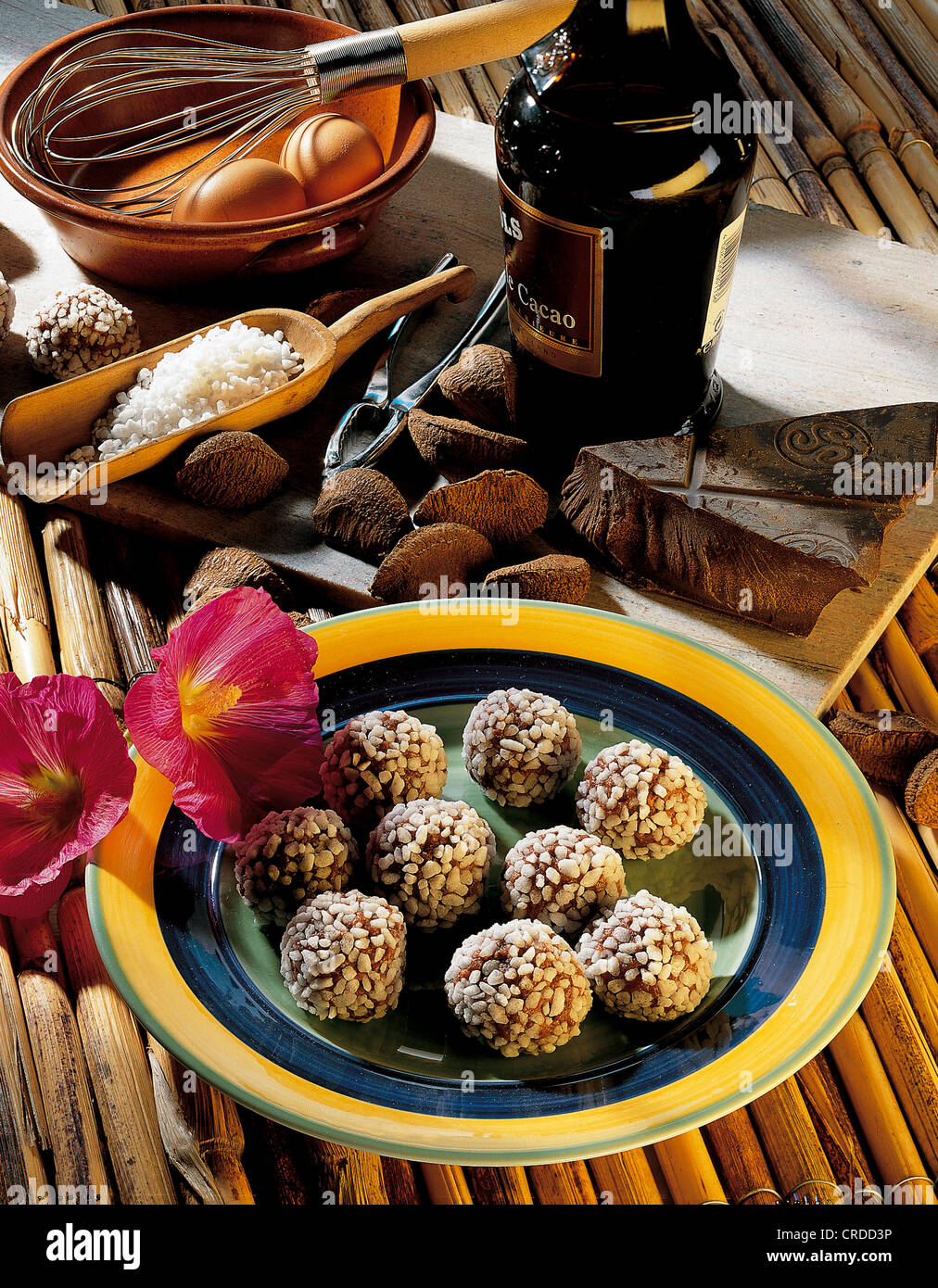 Boules de chocolat aux noix du Brésil, Brésil. Banque D'Images