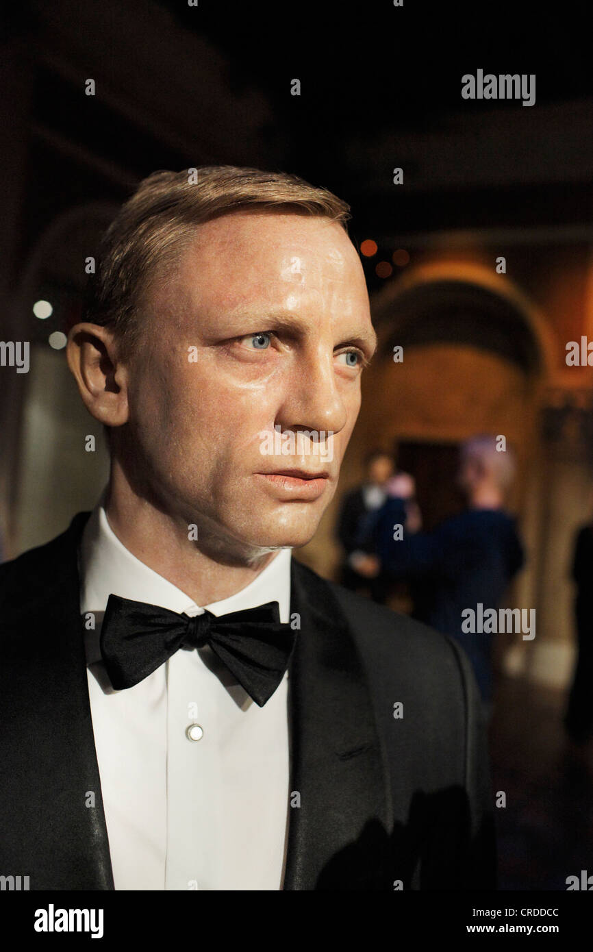 L'acteur Daniel Craig comme une réplique de cire chez Madame Tussaud, Times Square. Banque D'Images
