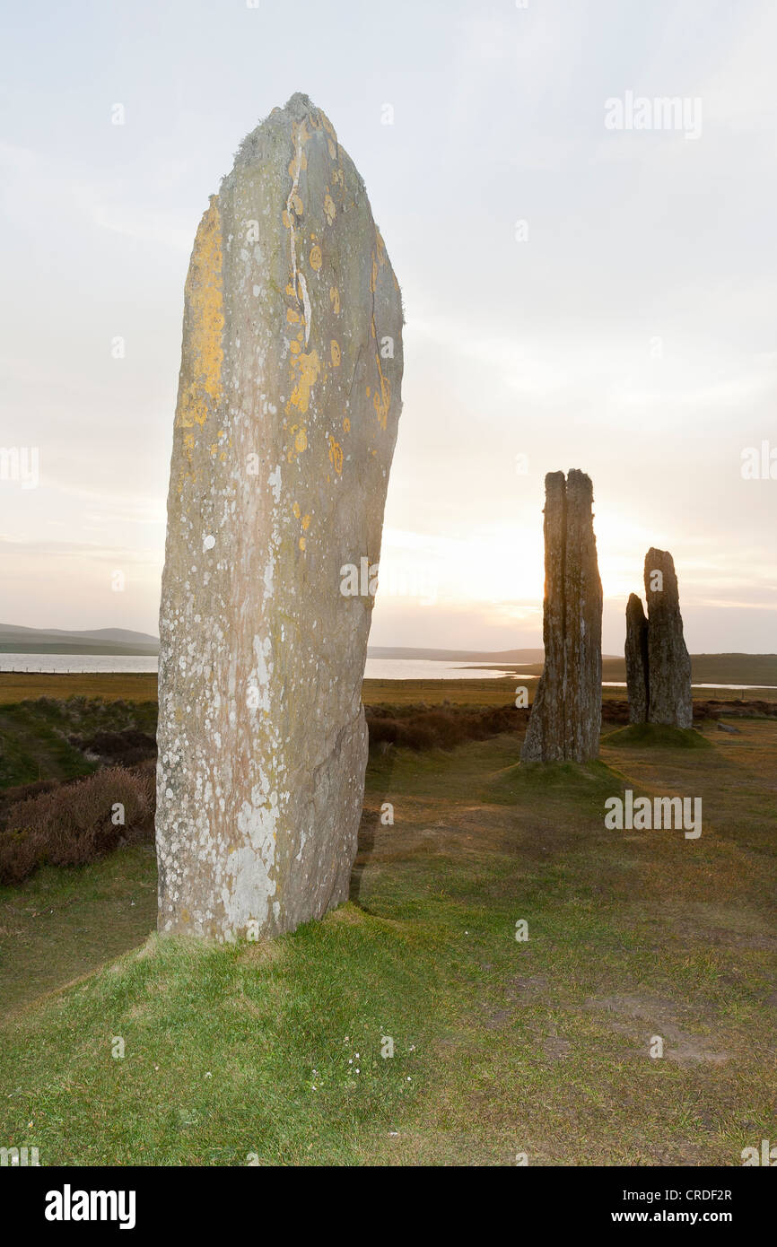 L'anneau de Shetlands sur les îles Orkney au coucher du soleil Banque D'Images