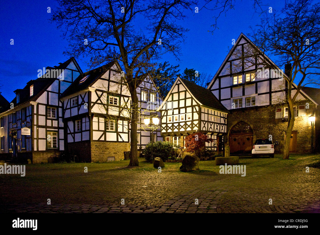 Maisons à pans de bois de Fuenf Giebel Eck (cinq toits coner), l'Allemagne, en Rhénanie du Nord-Westphalie, Ruhr, Wetter/Ruhr Banque D'Images