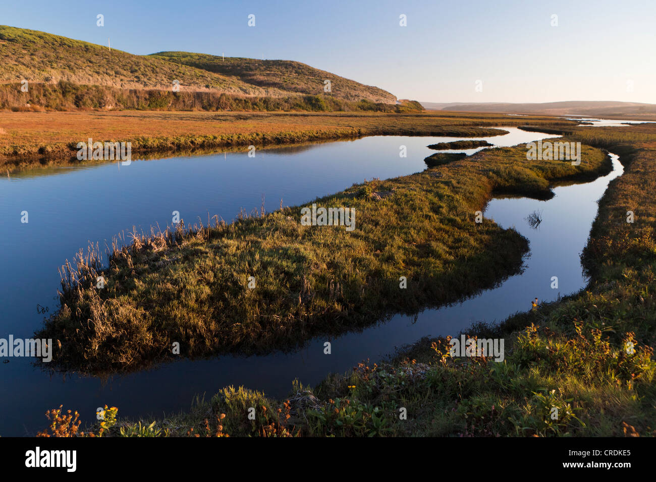 Goélette Bay, partie de Drakes Estero, un estuaire qui draine la plus grande partie de la péninsule de Point Reyes, Point Reyes Banque D'Images