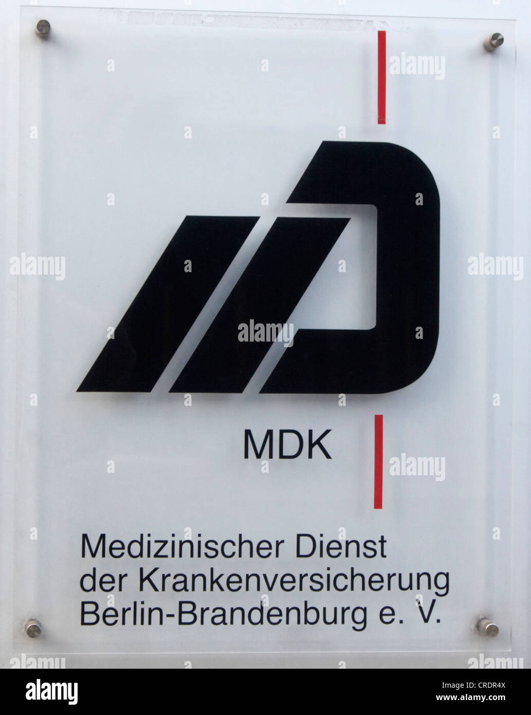 Signer, MDK, 'Medizinischer Dienst der Krankenversicherung Berlin-Brandenburg e.V.', l'allemand pour 'Medical santé services Banque D'Images