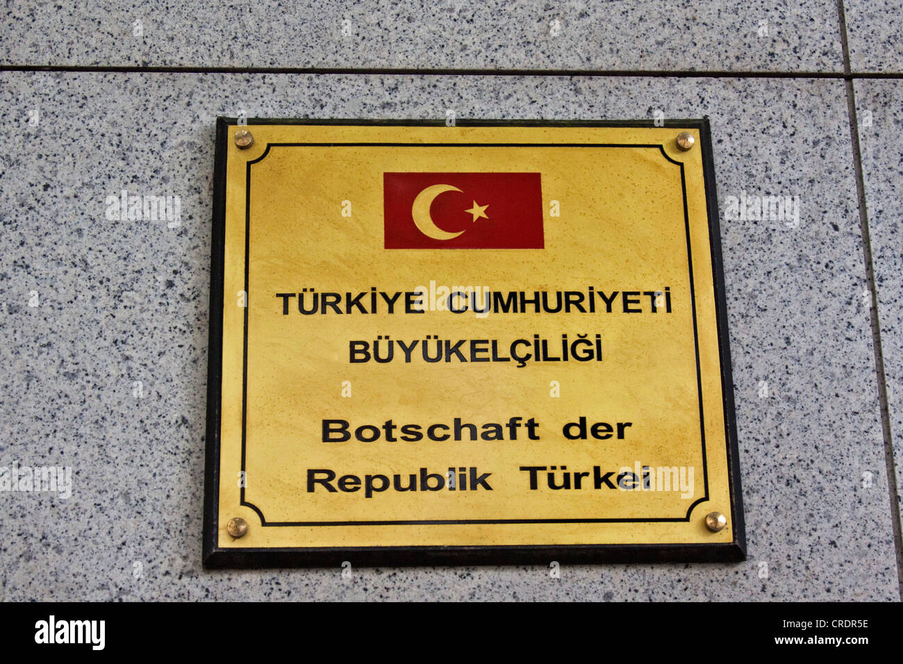 Signer, 'Botschaft der Tuerkei République', l'allemand pour "Ambassade de la République de Turquie", Berlin, Germany, Europe Banque D'Images