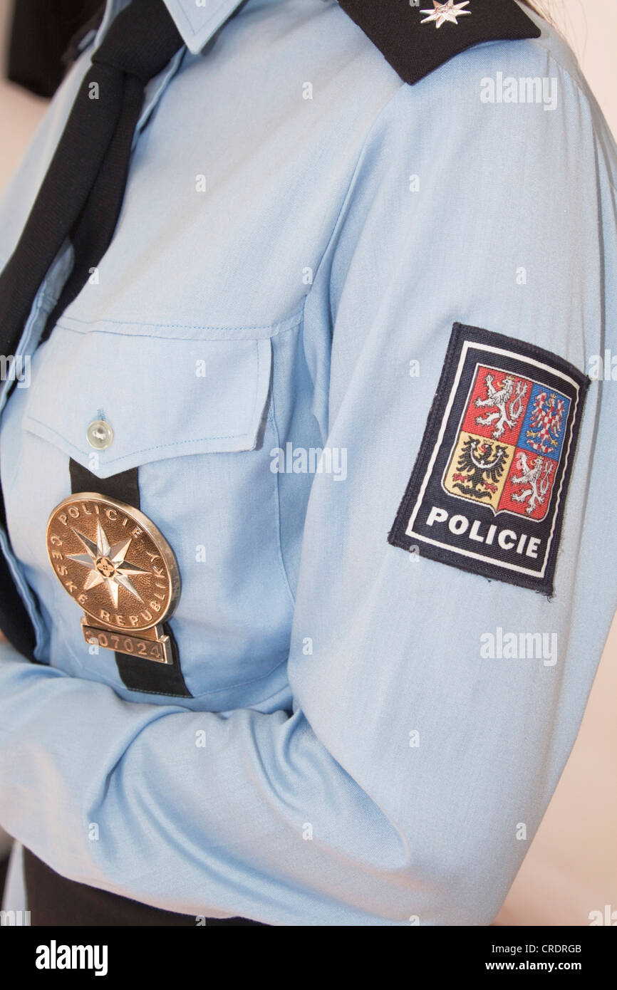 République tchèque une policière, police, uniforme, insigne, emblème de la police, 60 ans l'événement de la Police fédérale à Berlin, Germany, Europe Banque D'Images