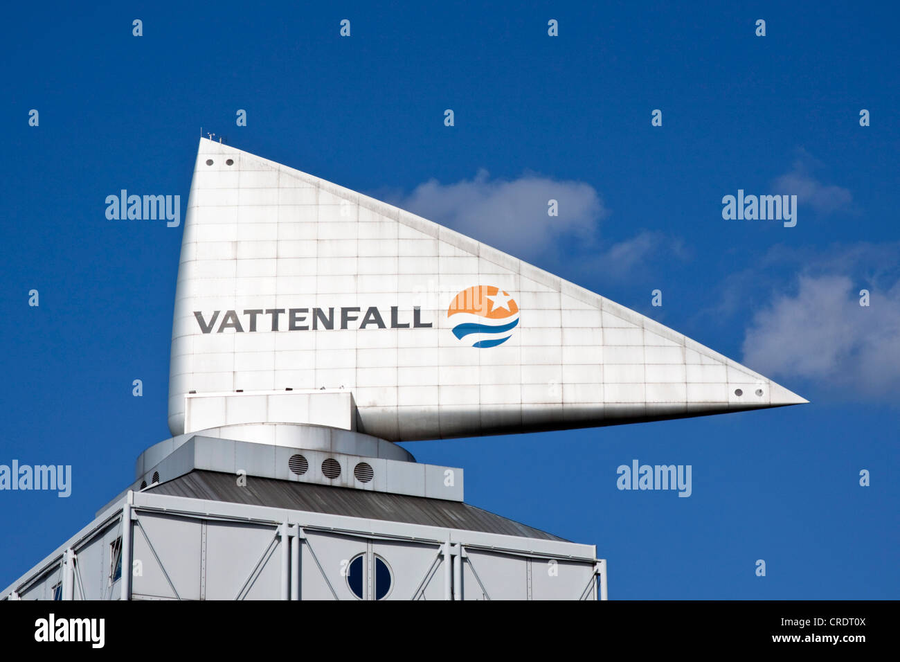 Vattenfall lettrage sur une construction à Berlin, Germany, Europe Banque D'Images