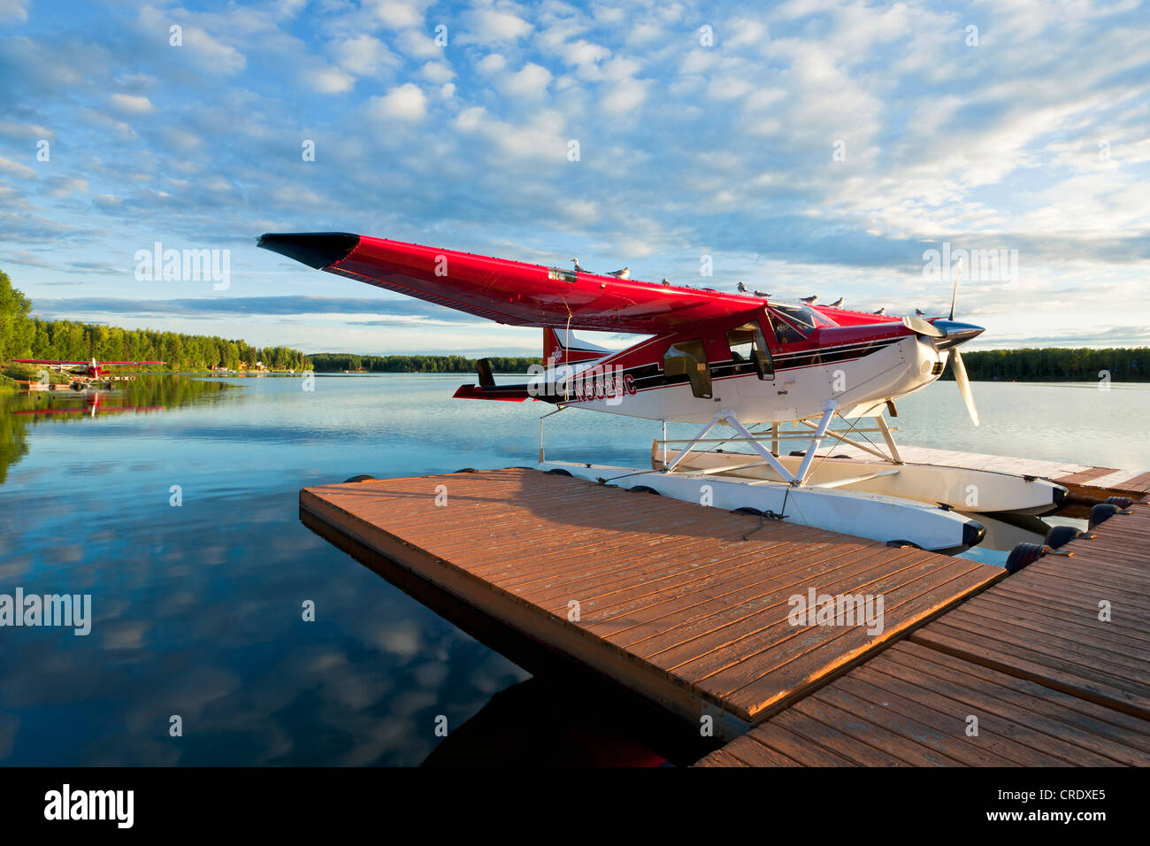 Hydravion dans le dock à Willow, Alaska, USA, PublicGround Banque D'Images