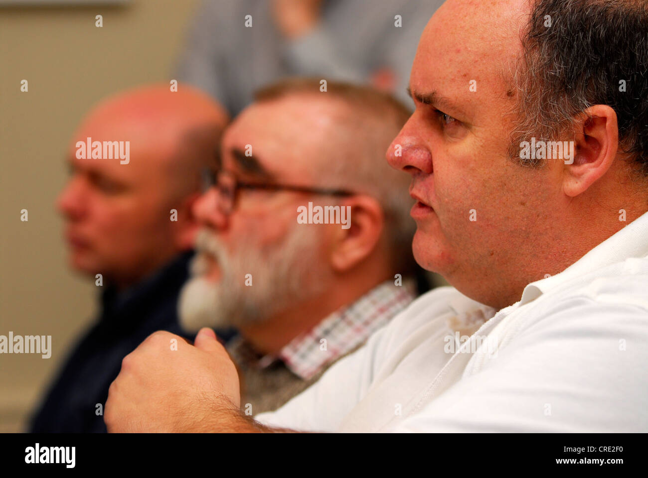 Session de thérapie de groupe assisté par les ex-militaires, au Royaume-Uni. Banque D'Images