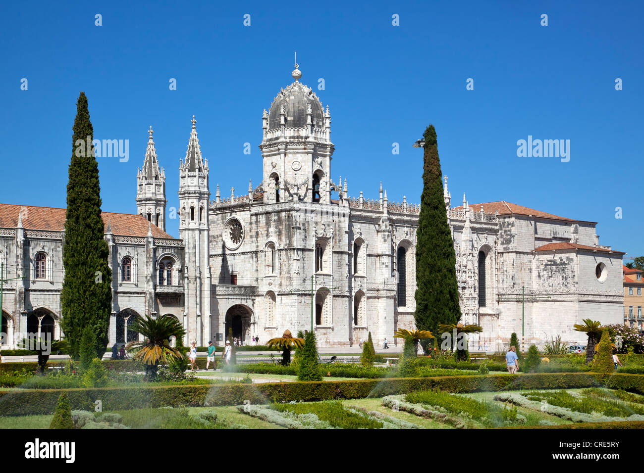 Hieronymus, Monastère Mosteiro dos Jeronimos, UNESCO World Heritage Site, avec Praca do Imperio square dans le quartier de Belem Banque D'Images