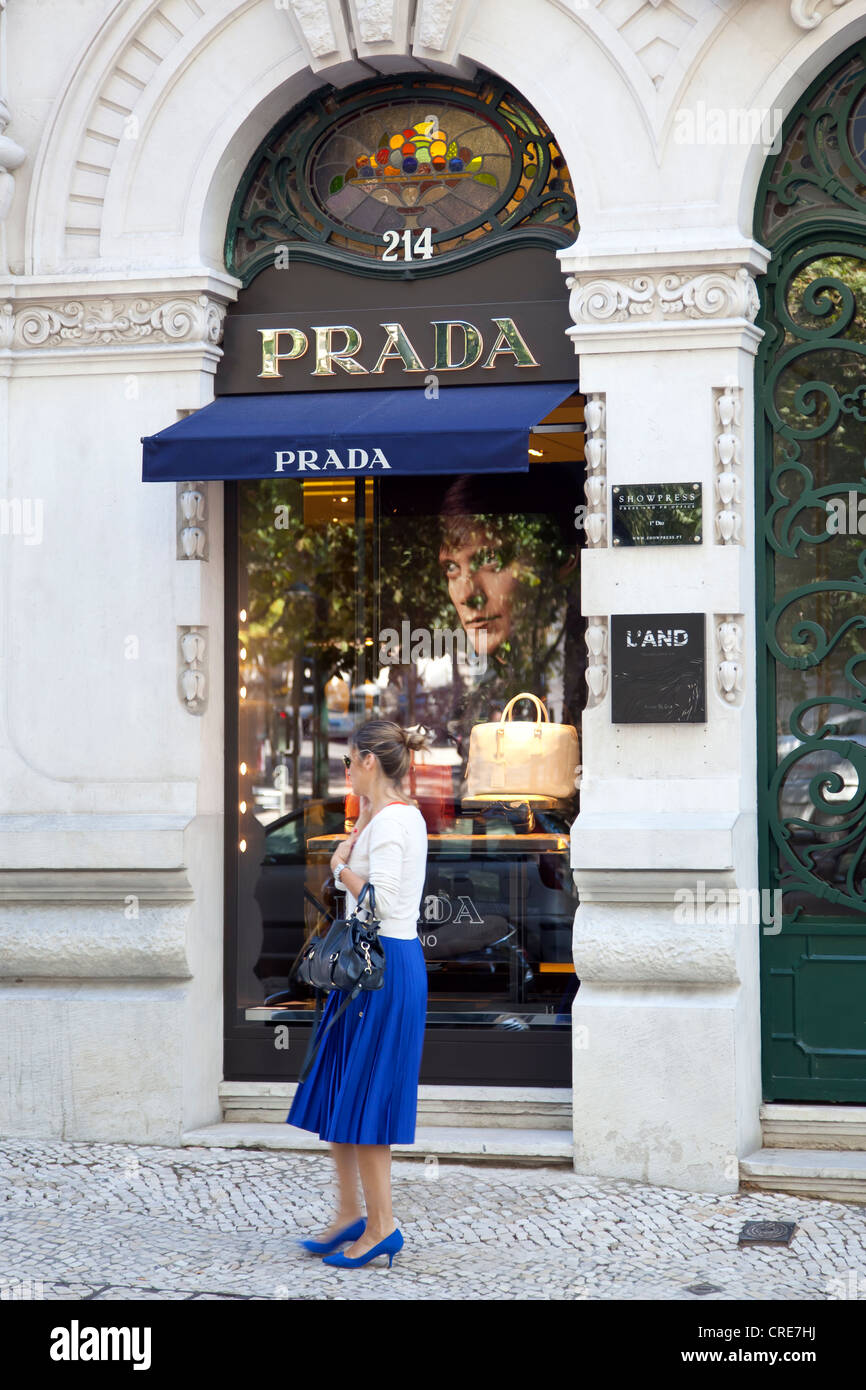 Magasin Prada à Lisbonne, Portugal, Europe Banque D'Images