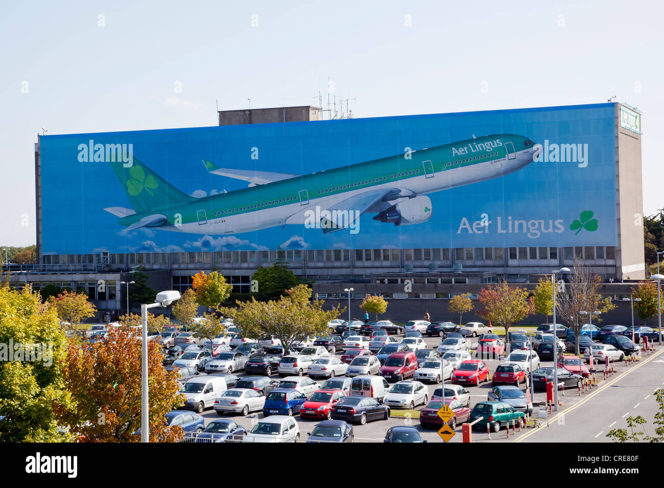 Publicité pour la compagnie aérienne irlandaise Aer Lingus à l'aéroport de Dublin, Dublin, Irlande, Europe Banque D'Images
