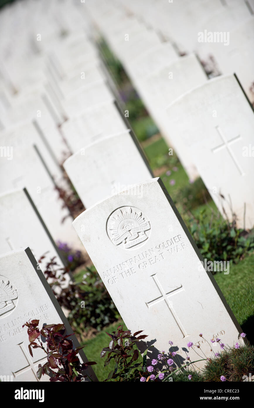 Cimetière militaire du bois Delville Longueval France Banque D'Images