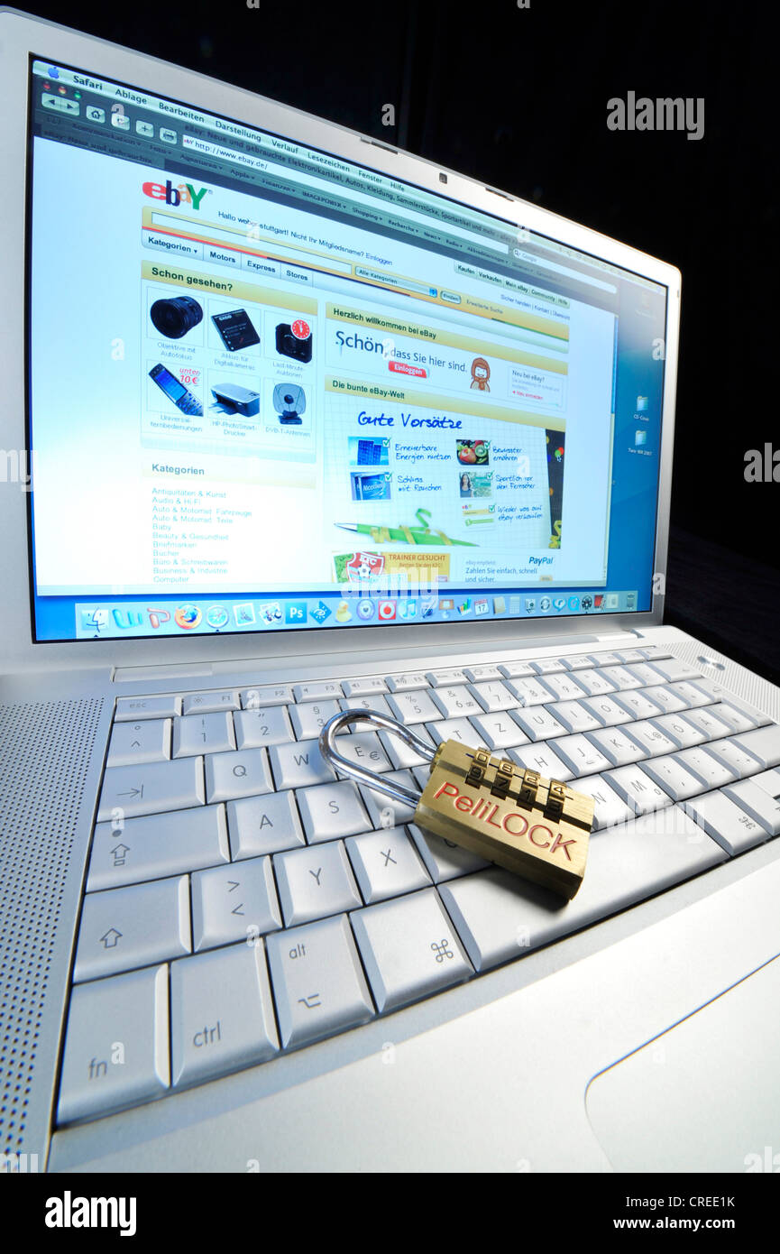 Magasinage en ligne au Apple MacBook Pro Banque D'Images