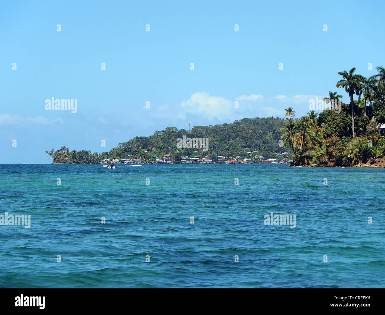 Île tropicale, un village de la mer des Caraïbes, Bocas del Toro, PANAMA, Amérique Centrale Banque D'Images