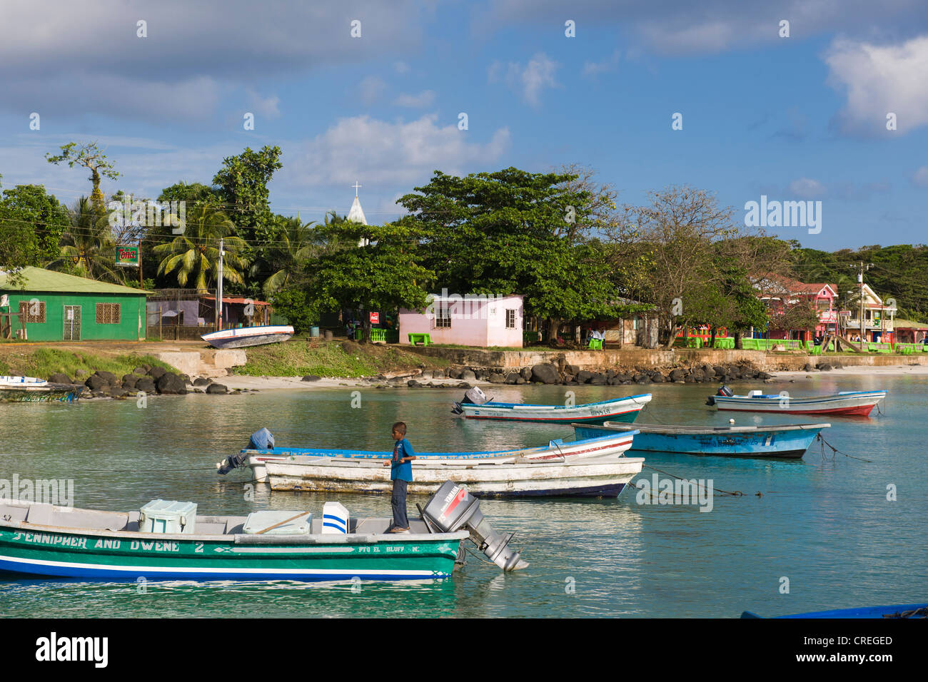 Big Bay, capitale de l'île des Caraïbes de grande Corn Island, mer des Caraïbes, au Nicaragua, en Amérique centrale Banque D'Images