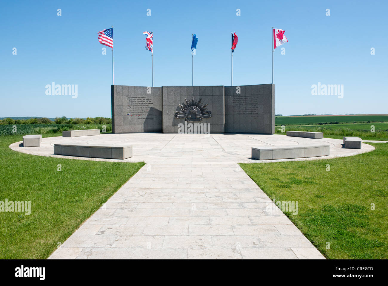 Une vue de la WW1 Mémorial du Corps d'armée australien à Le Hamel, Somme, France Banque D'Images