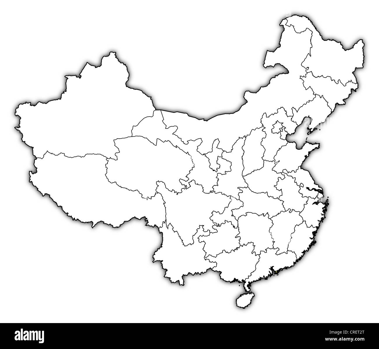 Carte politique de la Chine avec les diverses provinces où Hong Kong est en surbrillance. Banque D'Images