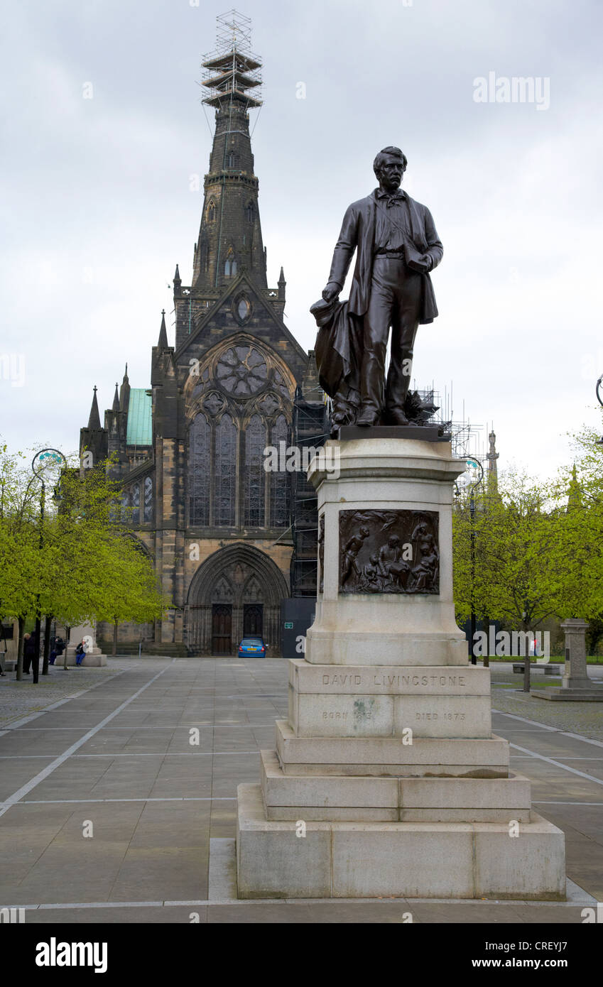 Statue de David Livingstone à l'extérieur de la cathédrale de Glasgow scotland uk Banque D'Images