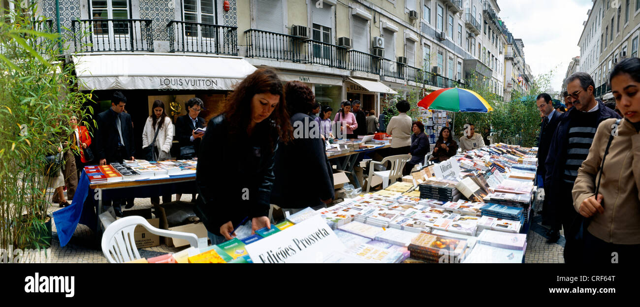 Baixa Lisbonne Portugal Rua Augusta Book Fair Banque D'Images