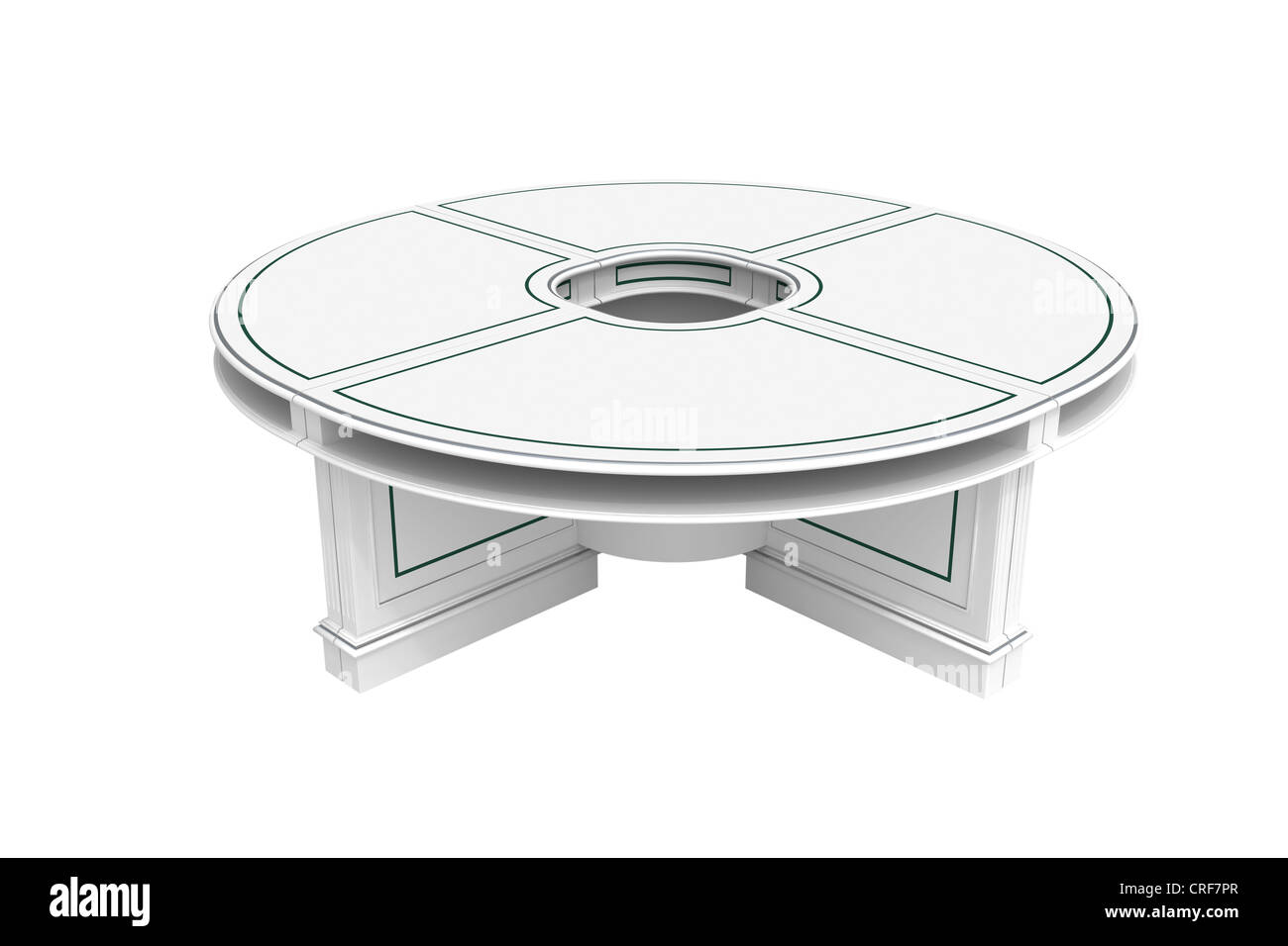 Table ronde en bois blanc, demi-tour isolated on white Banque D'Images