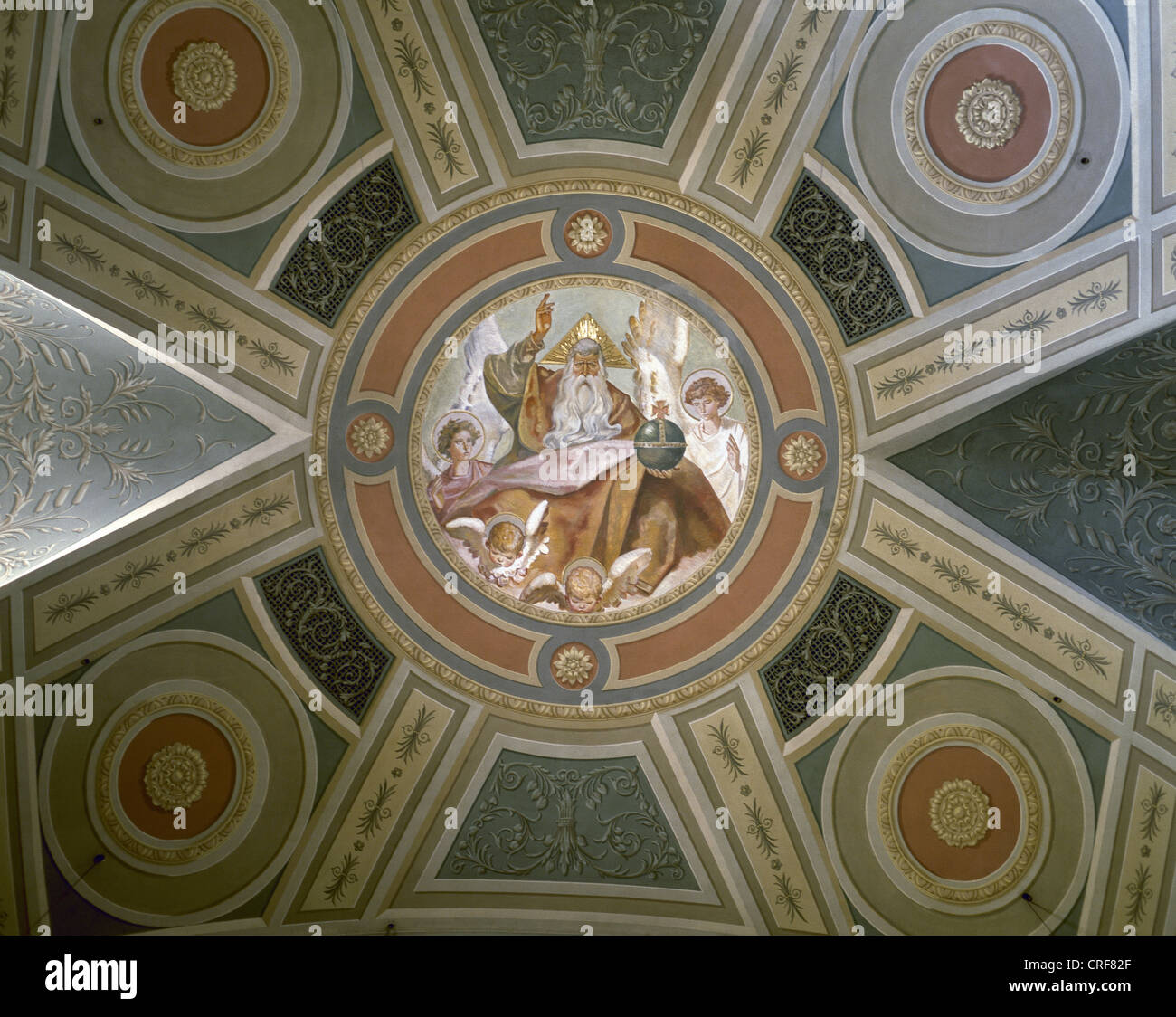 Église de Saint Vincent de Sarria. 18e siècle. L'intérieur. Fresque représentant Dieu le Père. Barcelone. L'Espagne. Banque D'Images