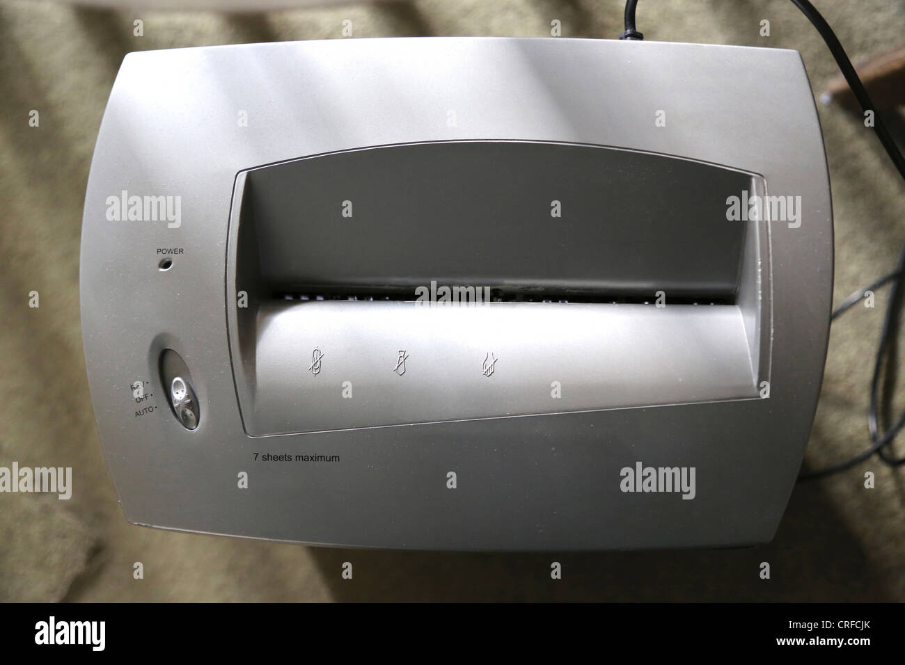 Haut de boutons montrant une déchiqueteuse Banque D'Images