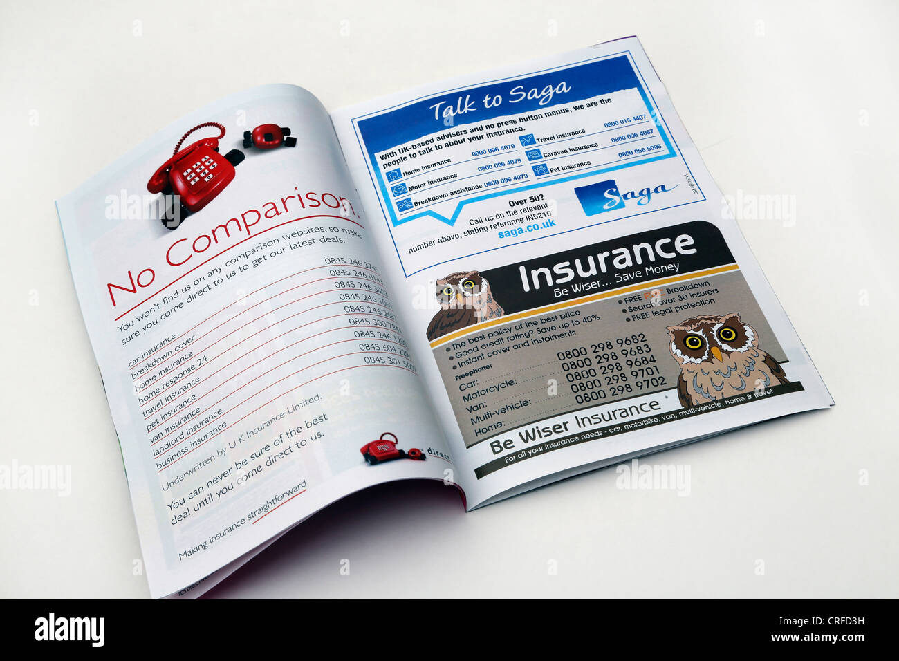 Une brochure faisant la publicité des compagnies d'assurance Banque D'Images