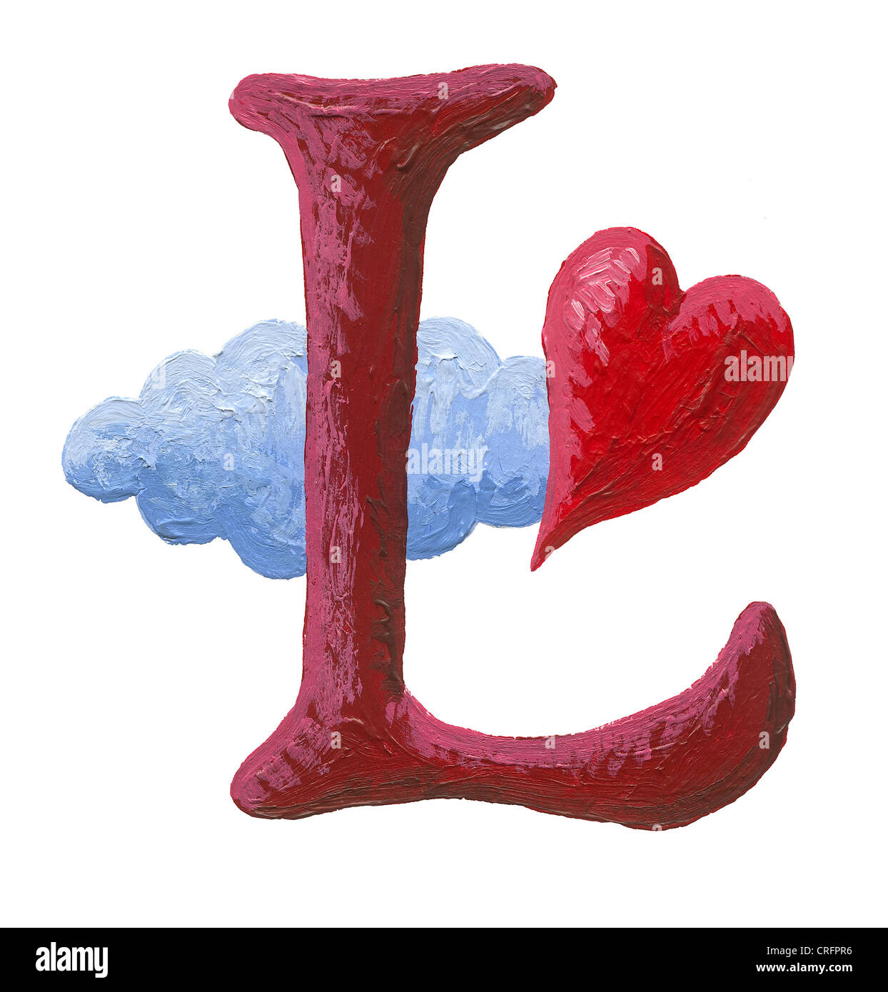 Illustration De La Lettre L Acrylique Avec Cœur Et De Nuages Photo Stock Alamy