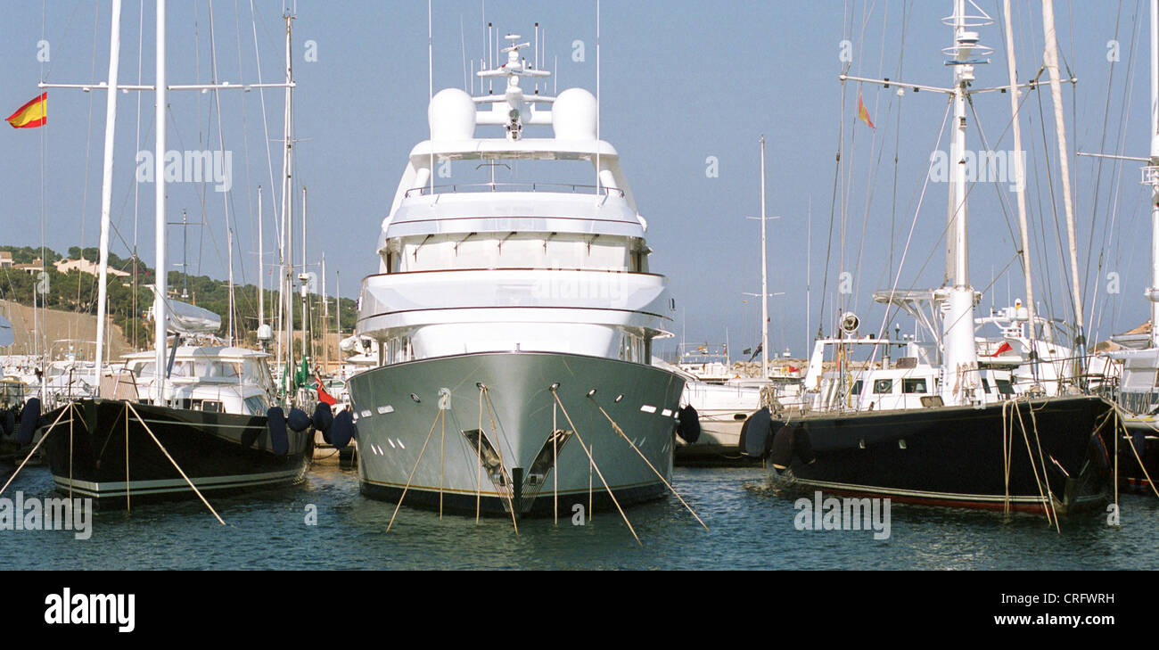 Mallorca, Espagne, yachts à Porto Portal Banque D'Images