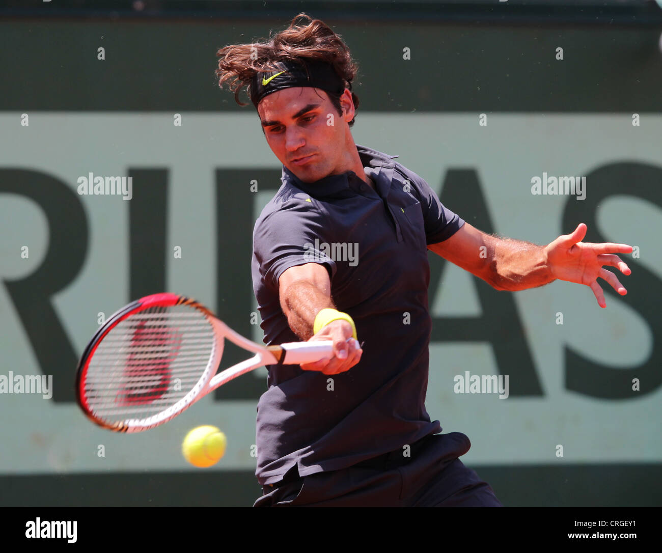 Roger Federer La Suisse en action lors de l'Open de France 2012 Banque D'Images