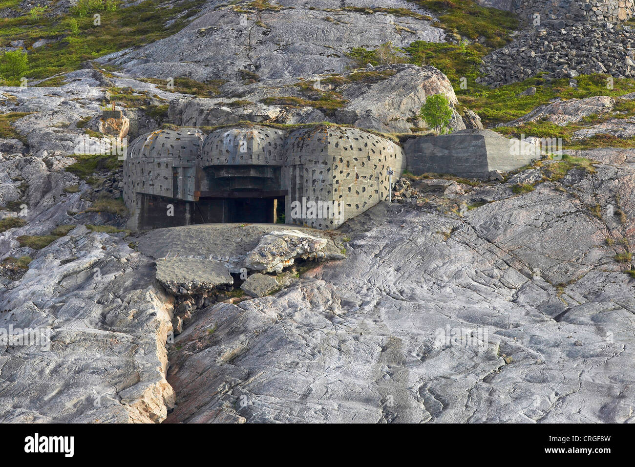 Bunker à partir de la 2e guerre mondiale, à la côte, de la Norvège, Flatanger, Nord-trondelag, Lauvsnes Banque D'Images