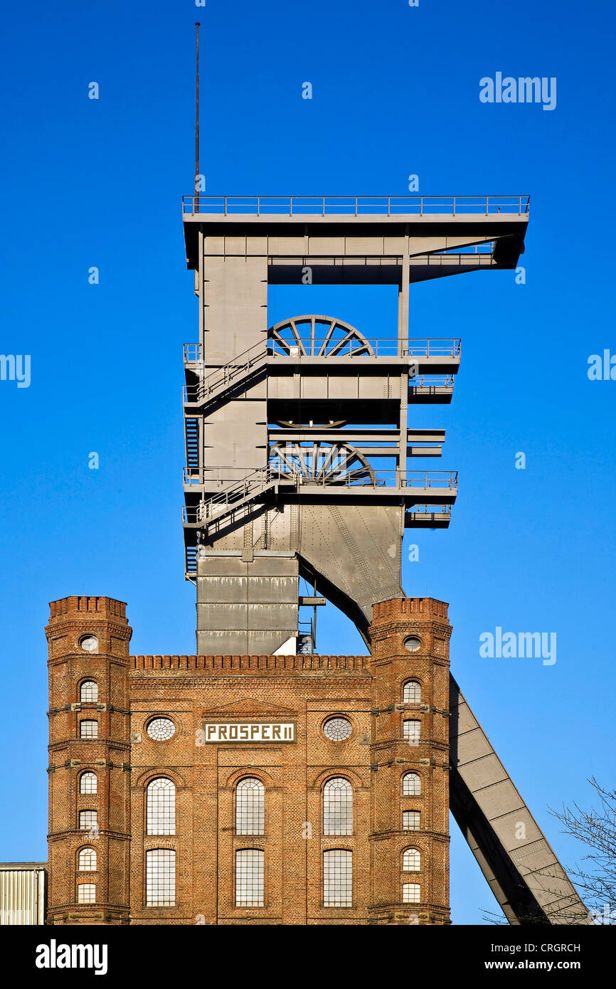 Tête de puits de mine de charbon, l'Allemagne, la prospérité II-du-Nord-Westphalie, Bottrop Banque D'Images