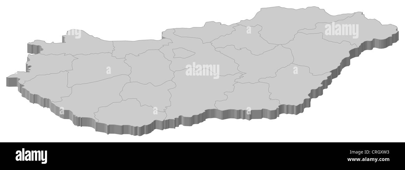 Carte politique de la Hongrie avec l'plusieurs comtés. Banque D'Images
