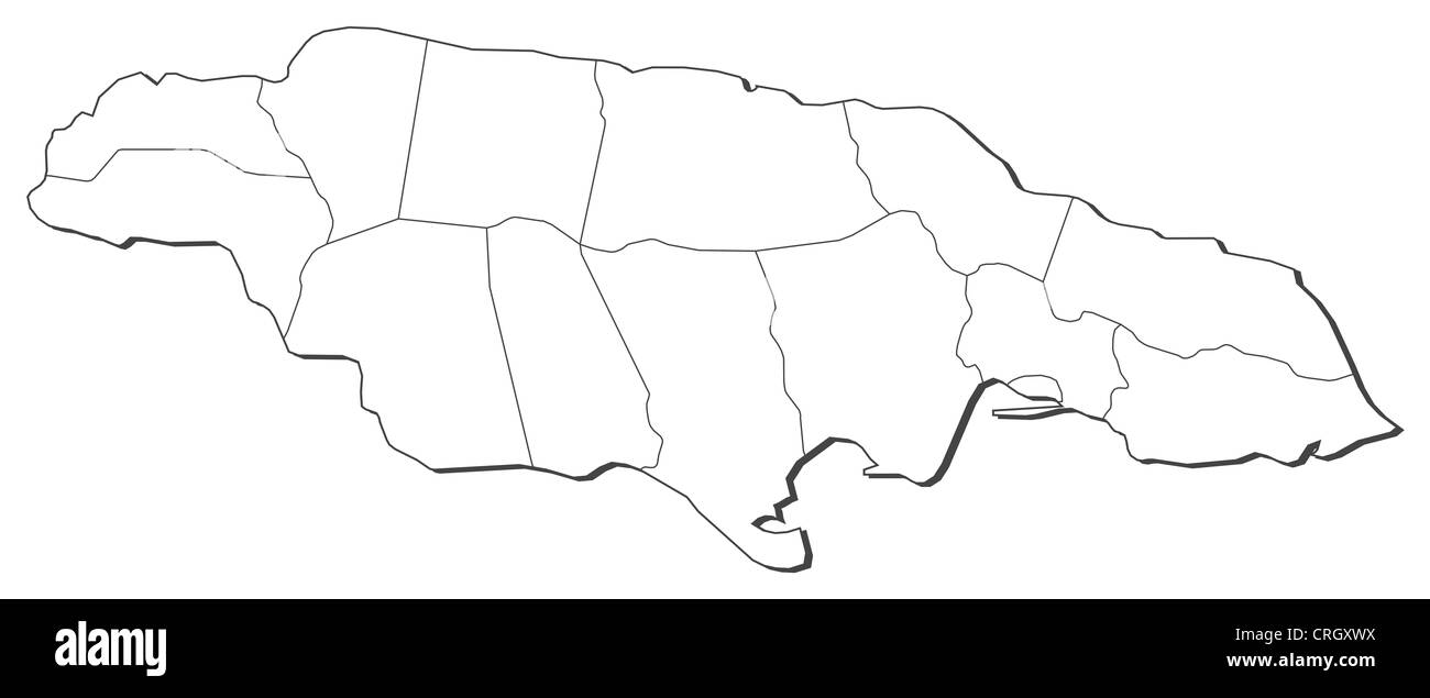 Carte politique de la Jamaïque avec les plusieurs comtés. Banque D'Images