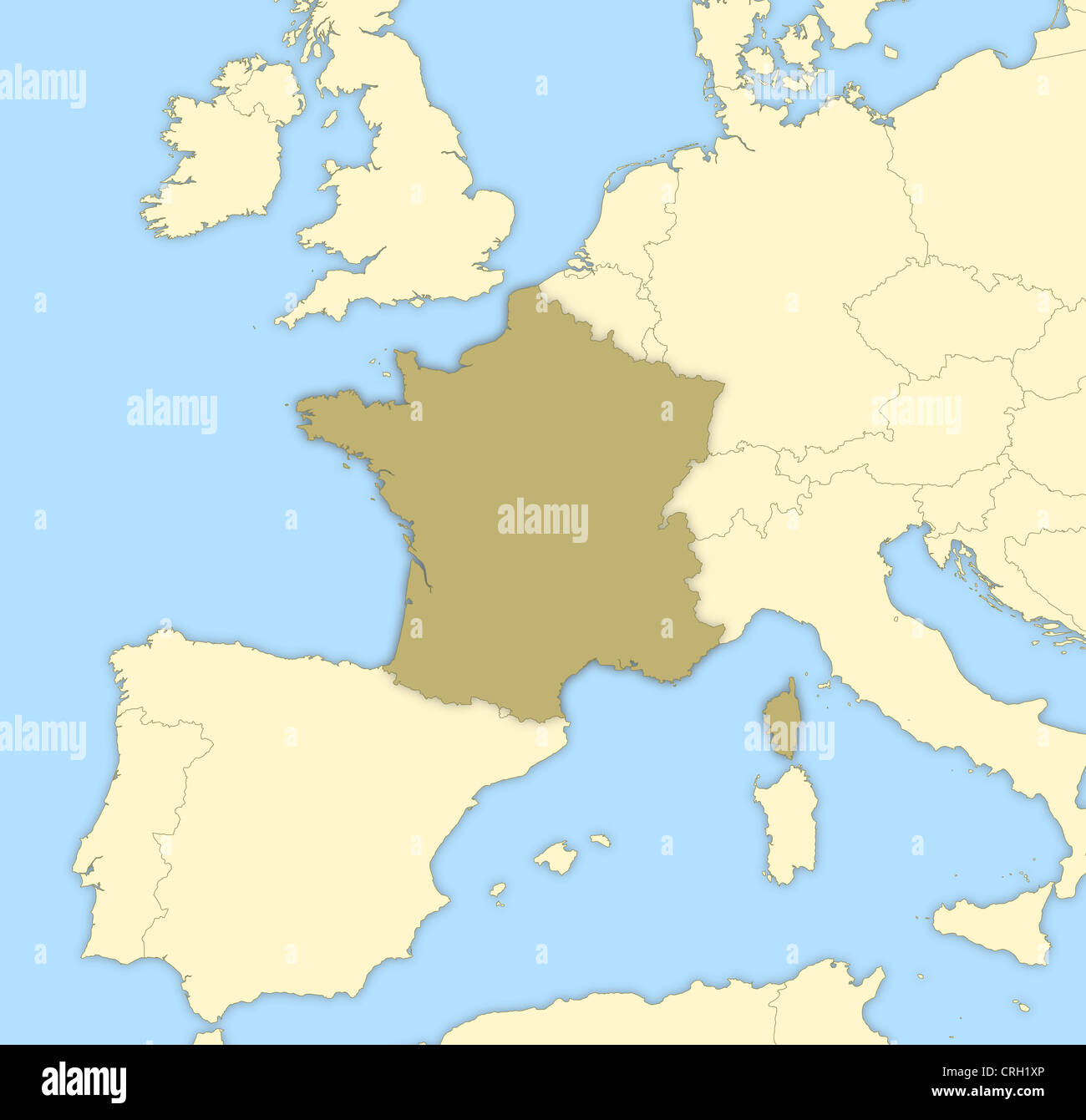 Carte politique de la France avec l'plusieurs régions. Banque D'Images