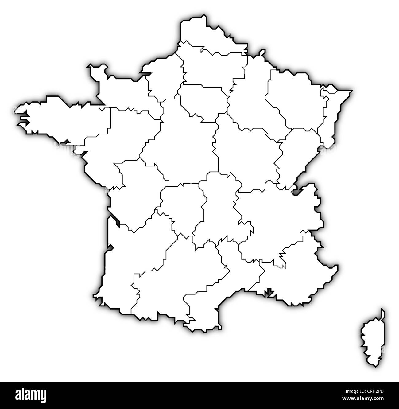 Carte politique de la France avec l'plusieurs régions. Banque D'Images