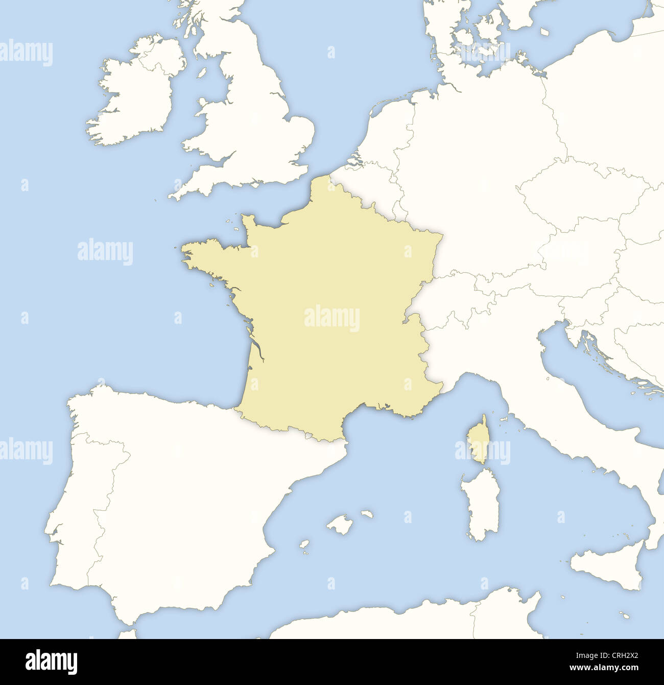 Carte politique de la France avec l'plusieurs régions. Banque D'Images