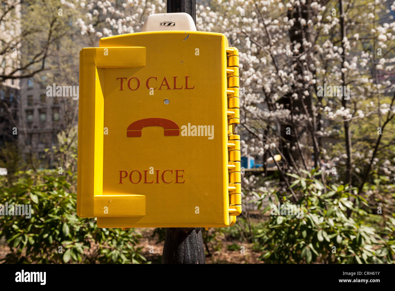 Appel d'urgence Police Fort, Central Park, NYC Banque D'Images