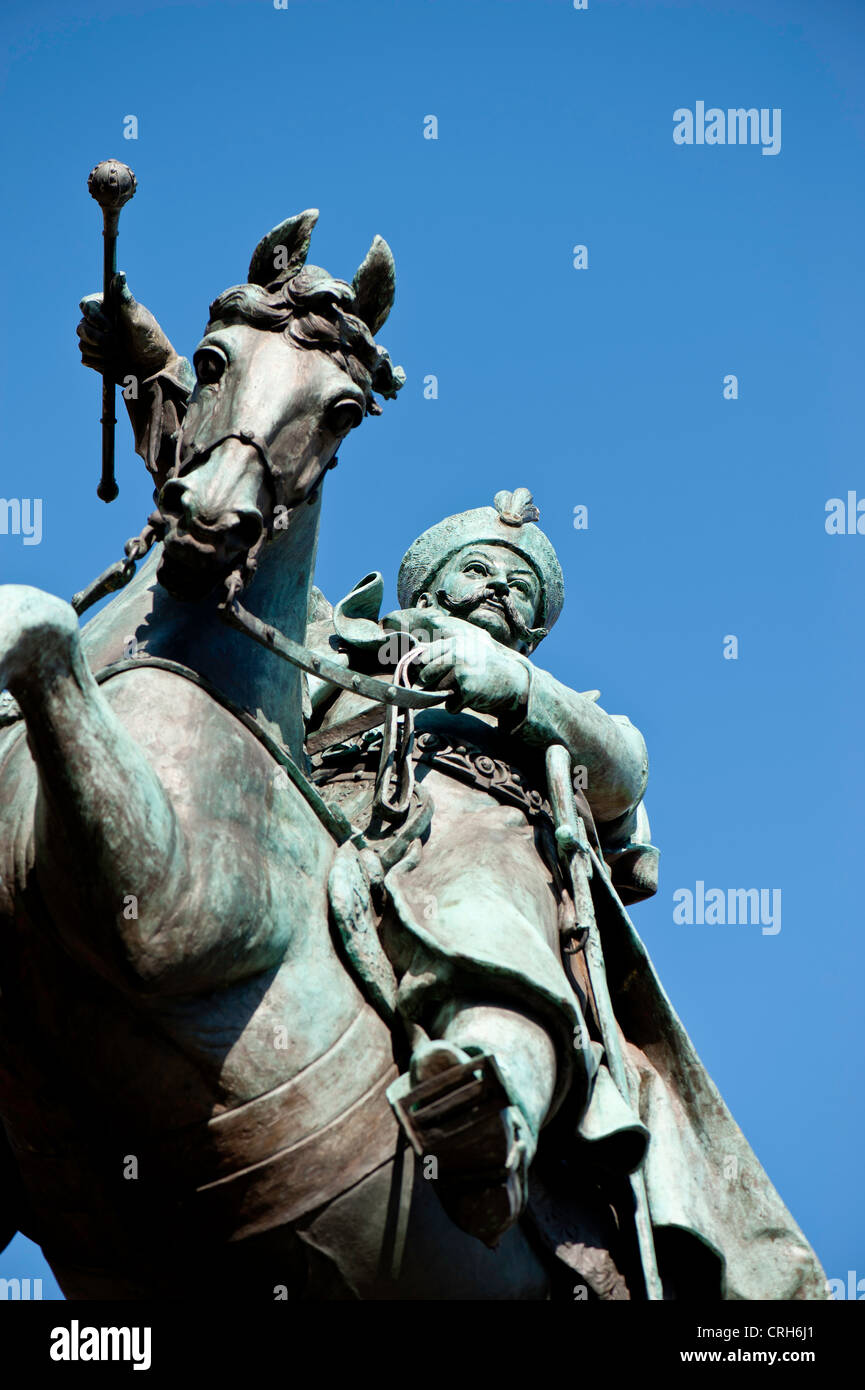 Statue du Roi Jan Sobieski Ⅲ sur un cheval, Gdansk, Pologne Banque D'Images