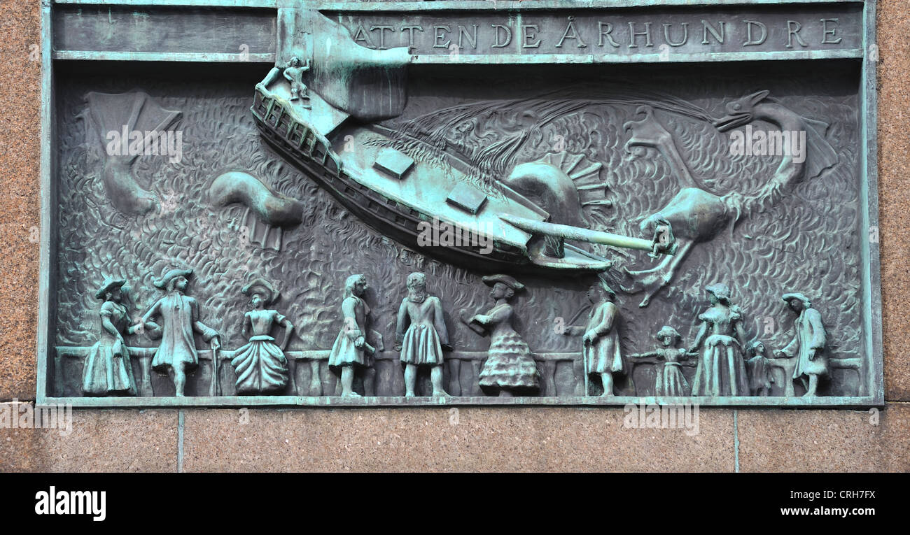 Détail du monument en place Torgalmenningen, Bergen, Norvège Banque D'Images