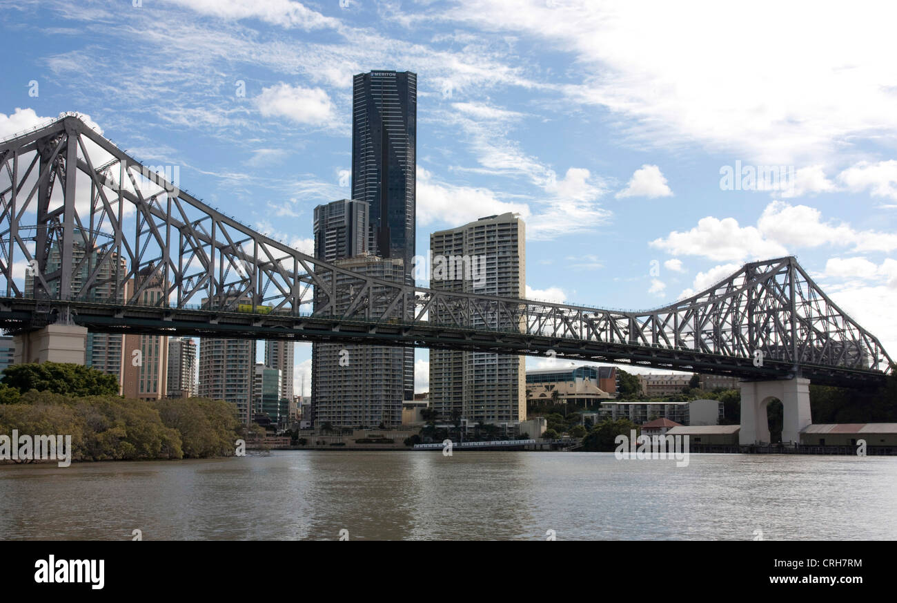 Vue sur le pont Victoria forme rivière Brisbane, Queensland Australie Banque D'Images