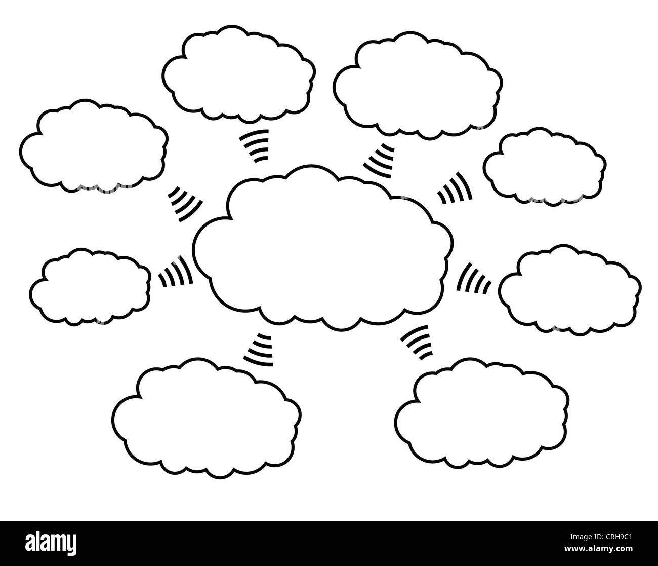 Illustration de style nuage de bulles graphiques, diagramme utiliser pour illustrer les liaisons ou les relations sociales. Banque D'Images