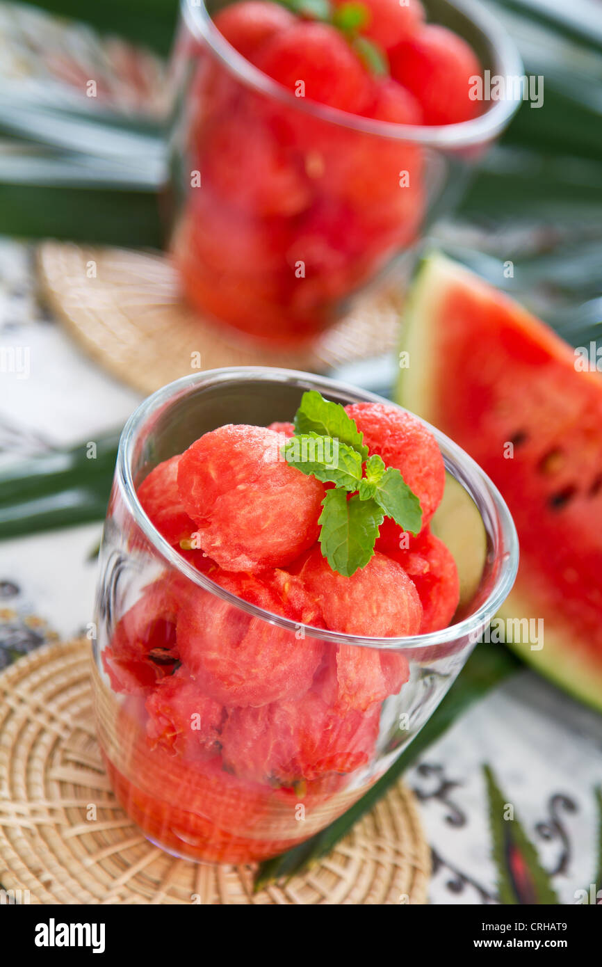 Watermelon dans les verres Banque D'Images